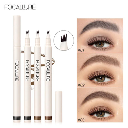 FOCALLURE 4 Forks Waterproof Eyebrow Pencil Ultra-fine Sweat-proof Long Lasting Natural Eye Brow Tattoo Tint Enhancers Cosmetics