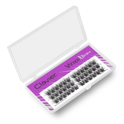 CLAVIER New Arrival Vshape Xtreme Cluster Eyelashes C curling 48 Clusters In One Tray Wide Stem Individual Lash