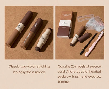 Pudaier Long Lasting Eyebrow Stamp Shadow Powder Stick Set Nude Makeup Waterproof Eye Brow Powder Tinting Colorings Kit Make up