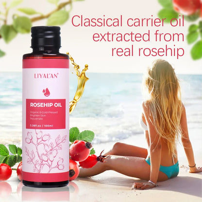 100ml Rosehip Oil Brighten Firm Rejuvenate Skin Fade Dark Spots Moisturize Nourish Hair Pure Rosehip Seed Essence Skin Care