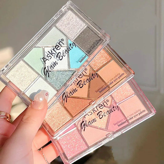 Blue Nine Color Eye Shadow Plate Highlighters Long Lasting Glitter Eye Makeup Makeup Tool Transparent Acrylic Eyeshadow Paletter