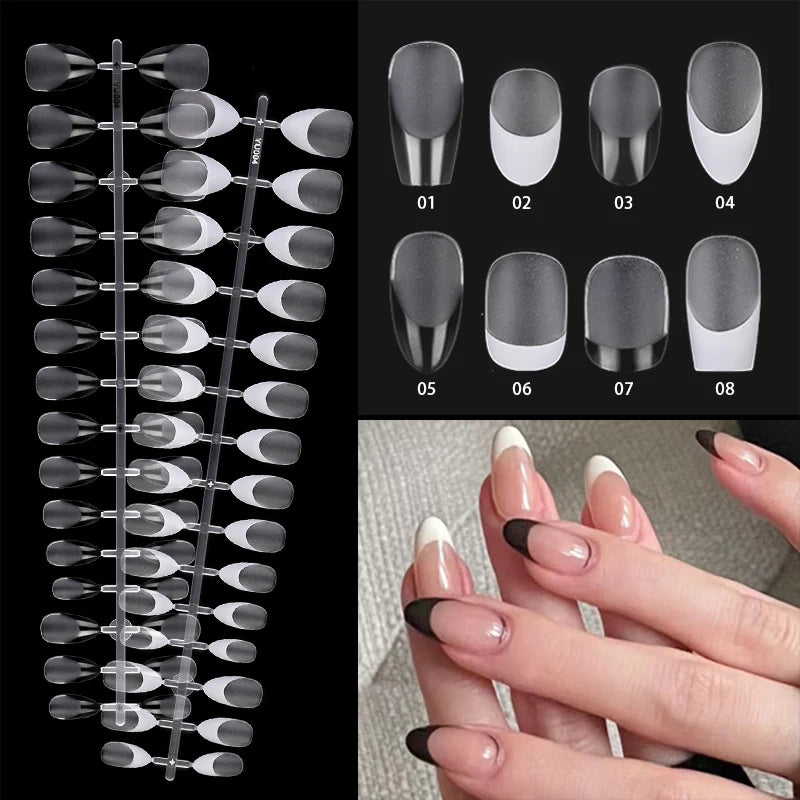 30Pcs Nail Tip Nude French Fake Nail Fashion Frosted Wearable False Nails Simple Full Cover Press on Nails DIY Wear Nail Tool