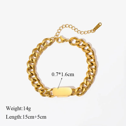 EILIECK Stainless Steel Gold Color Bracelet for Women Simple Style Link Chain Bangle Trendy Fashion Non-fading Jewelry