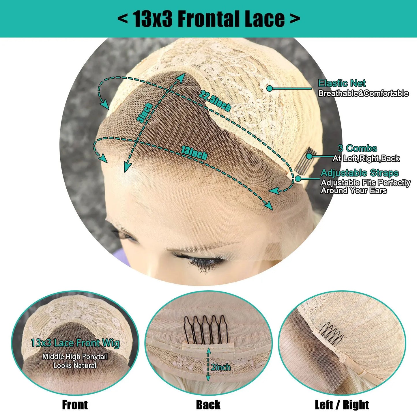 Synthetic Wig Ombre Short Wavy Blonde Lace Front Bob Wigs For Women Cosplay Colored Wig 150% Density Glueless