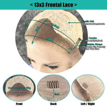 Synthetic Wig Ombre Short Wavy Blonde Lace Front Bob Wigs For Women Cosplay Colored Wig 150% Density Glueless
