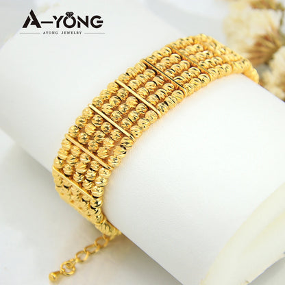 AYONG Multi Layer Copper Beads Bracelets 21k Gold Plated  Middle East  Women Wedding Jewelry