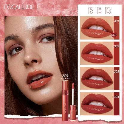 FOCALLURE  Colors Jelly-Clear Dewy Texture Lip Gloss Waterproof Moisturizing Velvet Mate Nude Liquid Lipstick Makeup Cosmetics
