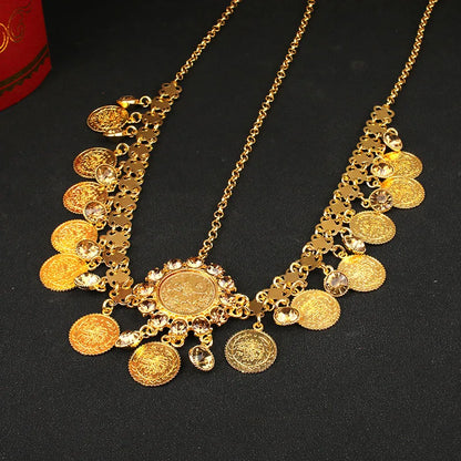 Coin Pendant Head Chain Turkish Coin Coin Gold Plated Pendant Women Hair Jewelry for Wedding