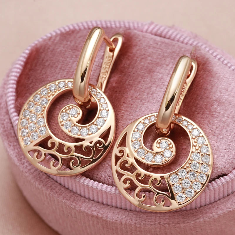 JULYDREAM Hollow Round Pendant Paved Zircon Separable Earrings Gold Color Women Luxury Jewelry