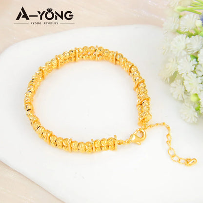 AYONG Multi Layer Copper Beads Bracelets 21k Gold Plated  Middle East  Women Wedding Jewelry