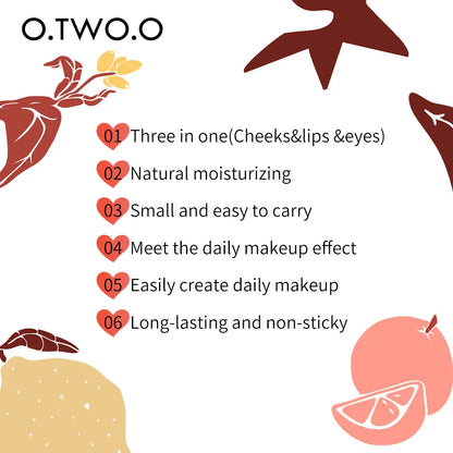 O.TWO.O Multi Makeup Palette 3 IN 1 Lipstick Blush For Face Eye shadow Lightweight Matte Lip Tint Natural Face Blush