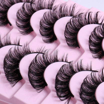 10 Pairs Strip False Eyelashes Dramatic Fluffy False Eyelashes D Curling Natural 3D Three-dimensional Lashes