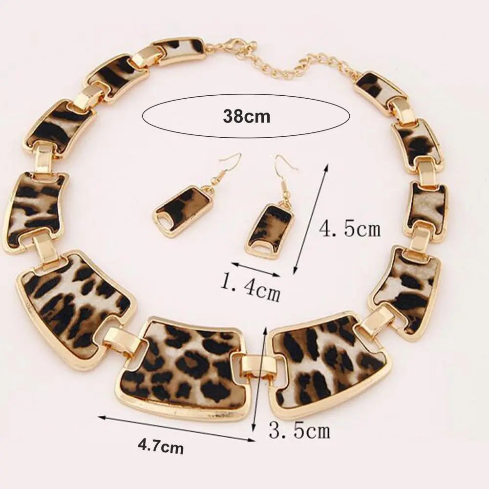 Hook Earrings 1 Set Statement Necklace Exaggerated Big Luxury Elegant Retro Leopard Women Kit Fashion Jewelry