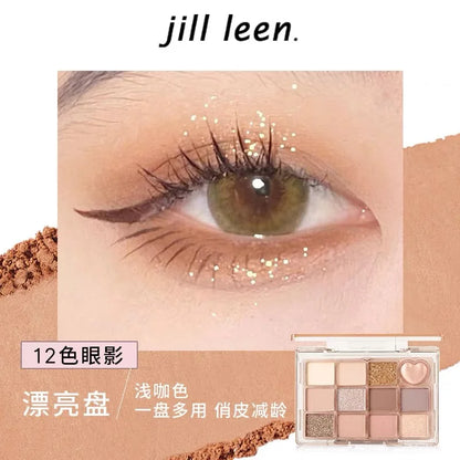 JILL LEEN Flower Butterfly Twelve-Color Eyeshadow Palette Matte Milk Tea Earth Makeup