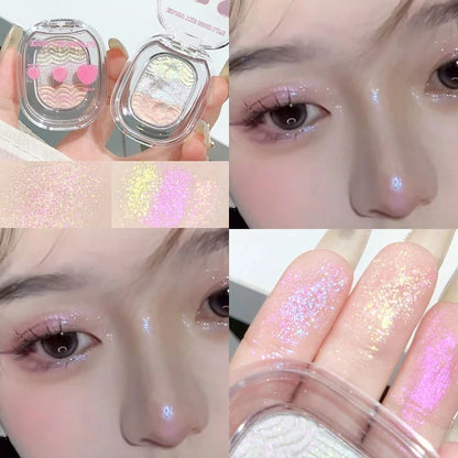 Waterproof Chameleon Glitter Eyeshadow Highlighter Mashed potato High Gloss Shiny Crystal Brightening Bronzer Highlight Makeup