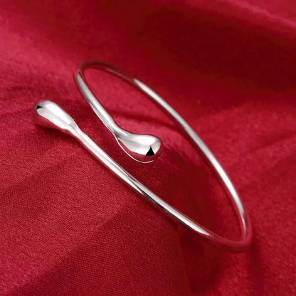 Charm 925 Sterling Silver Bracelets for Women fine Water droplets bangles lady Fashion Wedding Party Christmas Jewelry