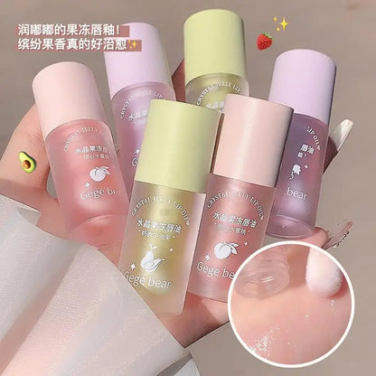 Crystal Jelly Lip Oil Hydrating Plumping Lip Gloss Coat For Cute Makeup Lipsticks Tinted Clear Serum Fruit Lip Balm Cosmetics