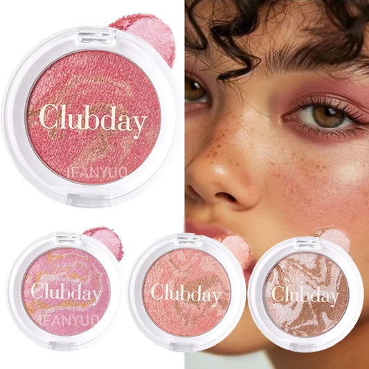 Marble Blush Palette Pearlescent Baked Brightening Blush Powder Cheek Tint Blusher Contour Highlighter Face Shadow Shimmer Rouge