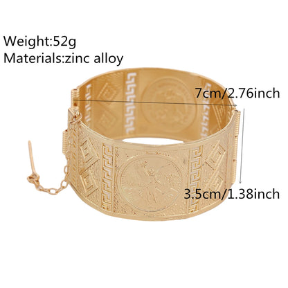 Gold Plated  Gold Bangles Side Open Women's Cuff Bracelet Coin Angel Slim Bracelets Luxury Arab Wedding Jewelry