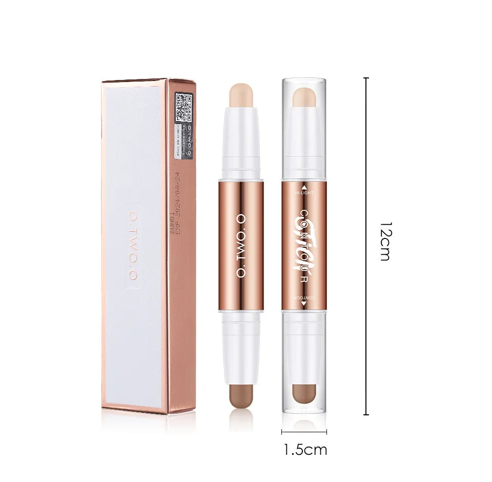 O.TWO.O Contour Stick Double Heads Contour Waterproof Matte Finish Highlighters Clavicle Shadow Pen Face 3D Highlight Concealer