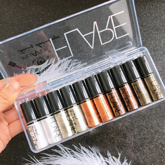 Professional Shiny Liquid Eye shadow Eyeliner Cosmetics for Women Pigment Silver Rose Gold Color Glitter Makeup