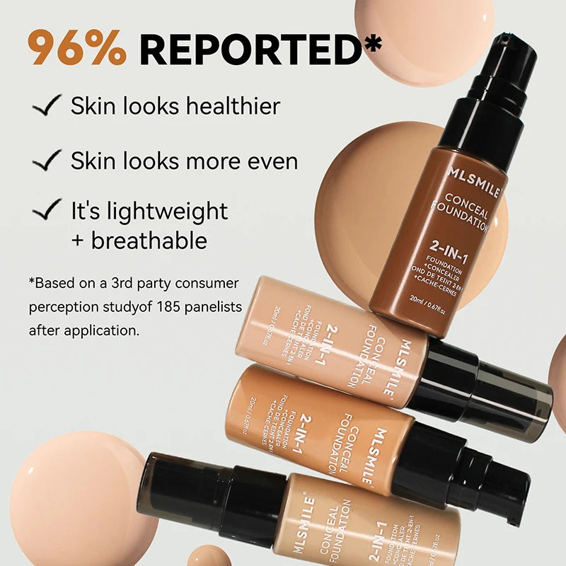 MLSMILE Face Foundation Cream Oil-control Matte BB Cream Lasting Concealer Liquid Waterproof Full Coverage Matte Base Professional Makeup