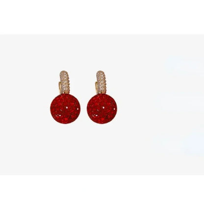 The New Fashion Jewelry Full Rhinestone Red Ball Earrings Earrings for Women