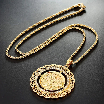 Turkish Coin Pendant Necklace Slid Chain Gold Plated Women Chain Necklace Design Royal Wedding Jewelry