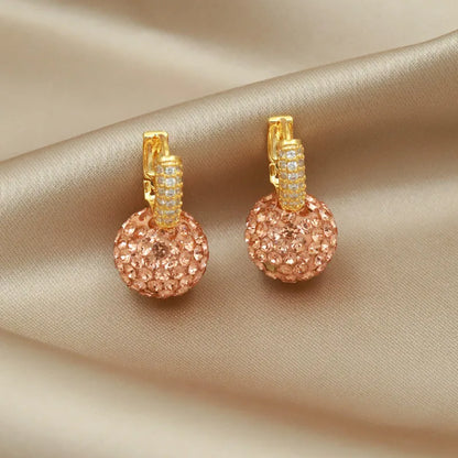 The New Fashion Jewelry Full Rhinestone Red Ball Earrings Earrings for Women
