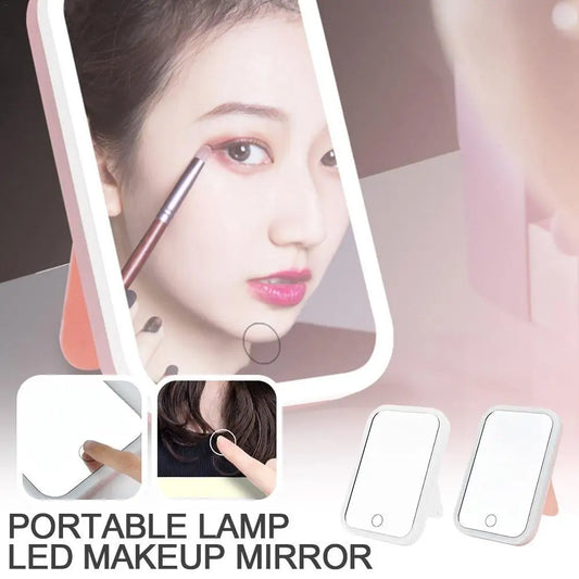 Makeup Mirror Rechargeable LED Makeup Mirror for Travel Dormitory 3 Color Light Portable Tabletop Mirror Travel Essential