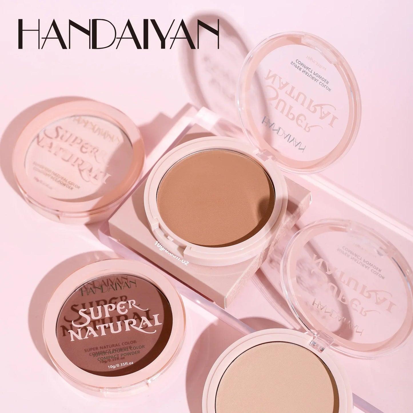 Handaiyan Matte Face Pressed Powder 24 Hours Oil Control Natural Setting Powder Foundation Full Coverage Waterproof Lasting Makeup