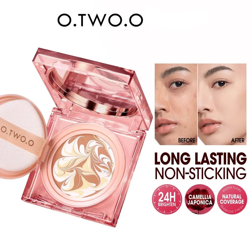 O.TWO.O Triple Cushion Compact Face Concealer Whitening BB & CC Cream Natural Oil-control Waterproof High Coverage Makeup Base