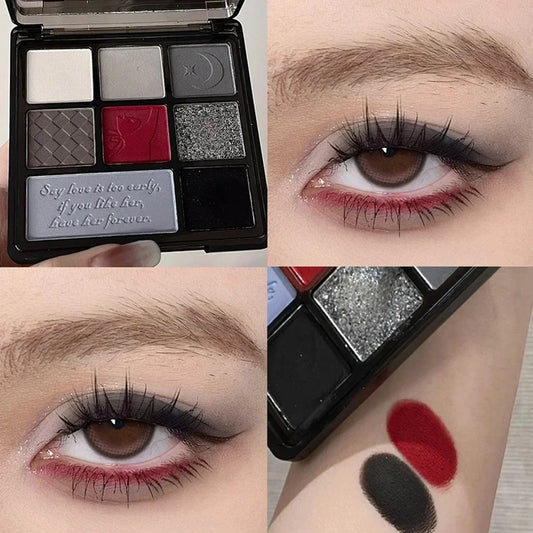 Cement Grey Black Eye Shadow Palette Makeup Eyes Glitter Long Lasting EyeShadow Earth Color Pigments Korean Makeup Cosmetics