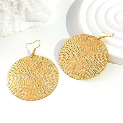 Punk Exaggerated Gold Silver Color Drop Earrings for Women Fashion Big Round Circle Dangle Earrings Statement Jewelry
