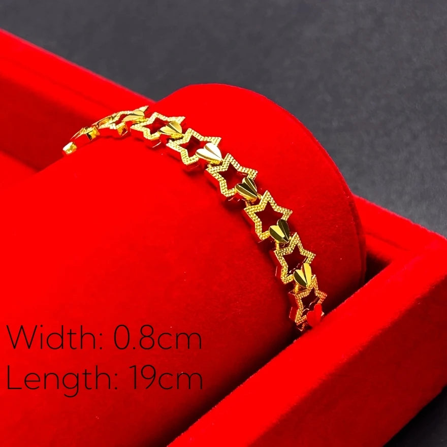 Women's Hand Bracelets Gold Color Stars Crown Cuff Link Chain Bangles Wristband High Quality Luxury Dubai Gold Jewelry Gifts
