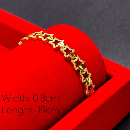 Women's Hand Bracelets Gold Color Stars Crown Cuff Link Chain Bangles Wristband High Quality Luxury Dubai Gold Jewelry Gifts