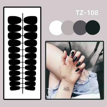 24Pcs Mid-length Ballet False Nails Red Love Pattern Design Press on Nails Simple Wearable Finished Coffin Fake Nail Tips