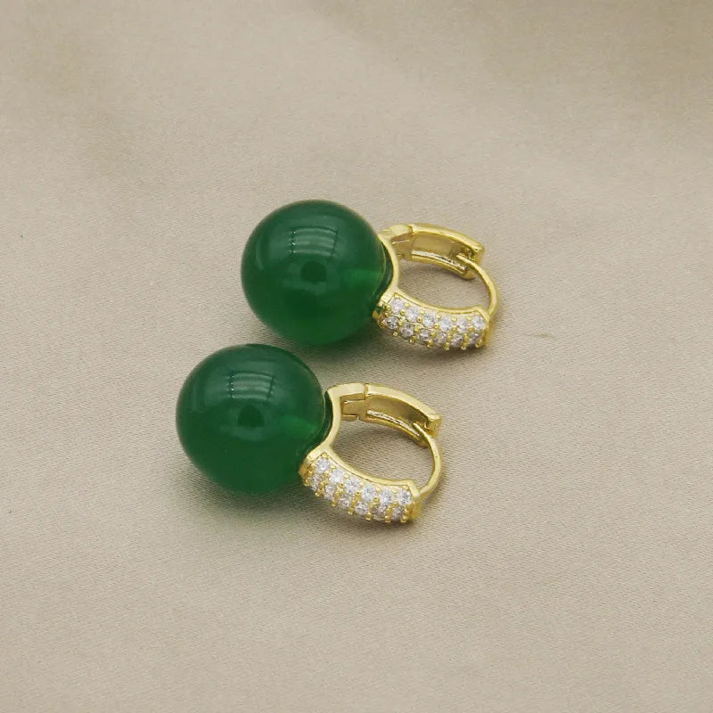The New Fashion Jewelry Full Rhinestone Red Ball Earrings Earrings for Women