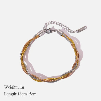 EILIECK Stainless Steel Gold Color Bracelet for Women Simple Style Link Chain Bangle Trendy Fashion Non-fading Jewelry