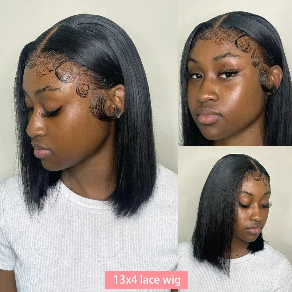 Bone Straight Bob Wig Lace Front Human Hair Wigs For Women Short Bob Wig 13x4 HD Transparent Lace Frontal Wig 180% Brazilian Hair