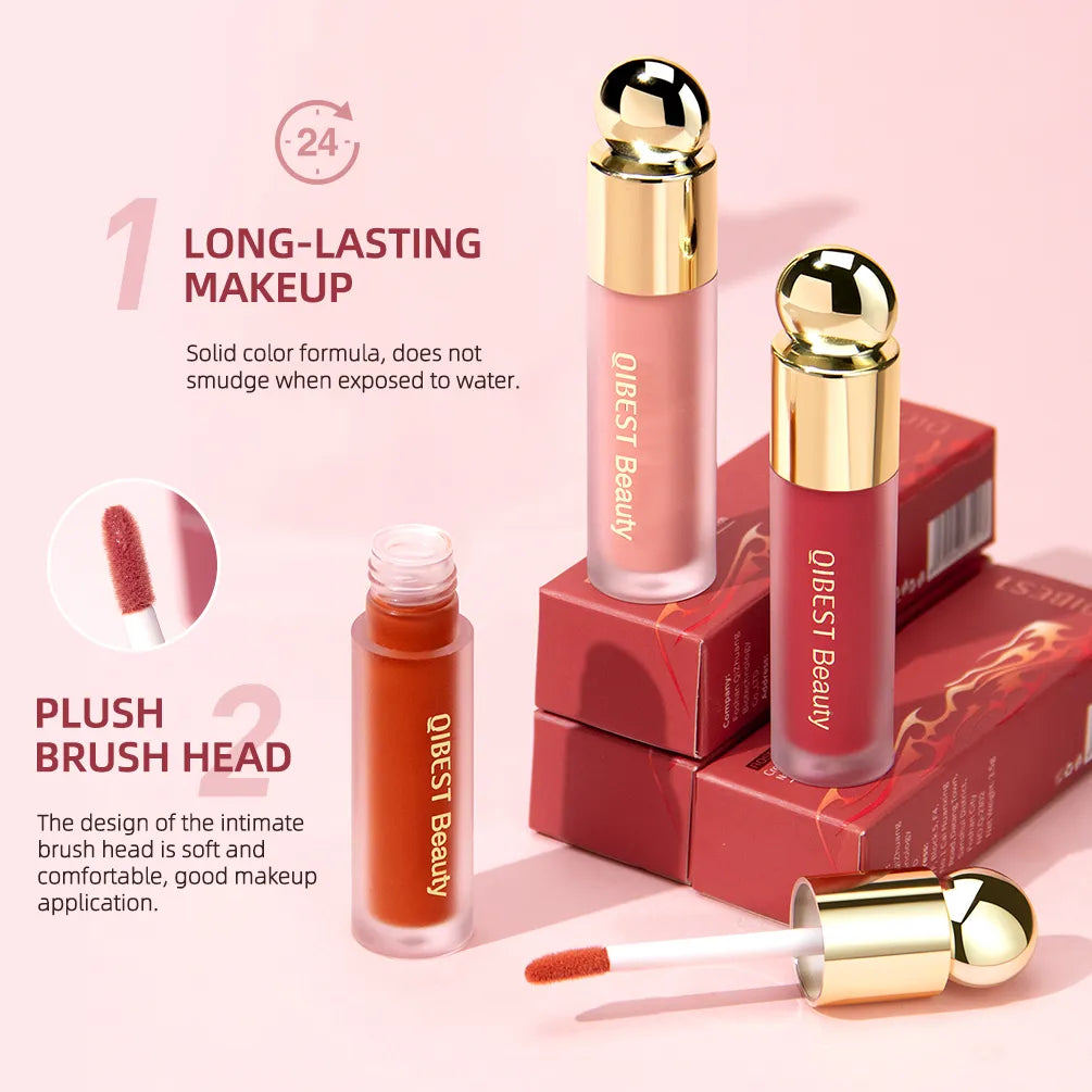 QIBEST Liquid Blush Stick With Cushion Natural Liquid Contouring For Face Blusher Pigment Lasting Cheek Tint Cream Blush Makeup