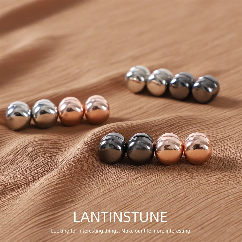 Glossy Surface No Snag Magnet Brooch Alloy Strong Magnetic Buttons Round Shawl Dual-use Collar Clip