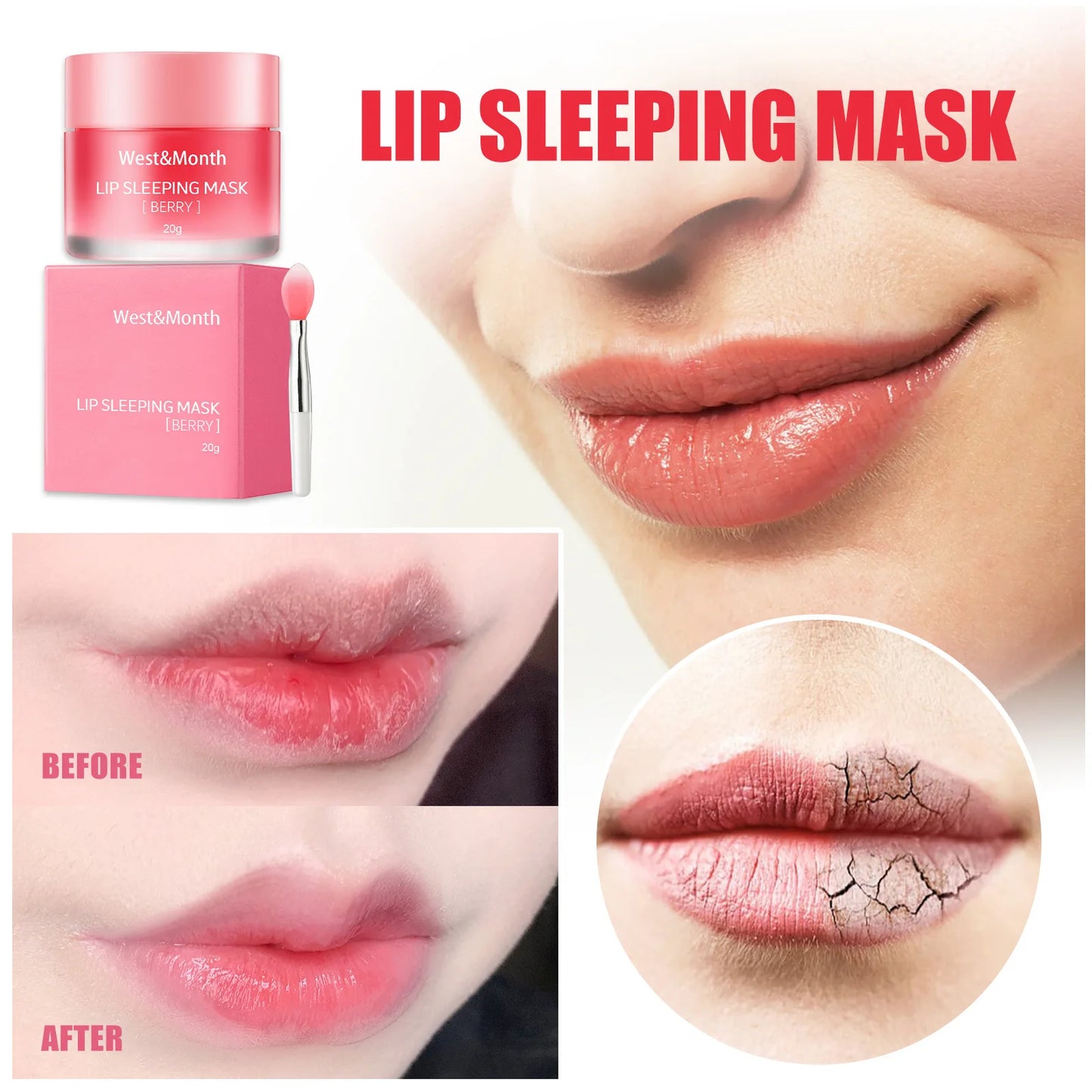 HENGJIAO  Berry Lip Sleeping Mask Night Sleep Maintenance Moisturizing Fade Lip Lines Nourishing Lip Balm Skin Care Korean Cosmetic 20g