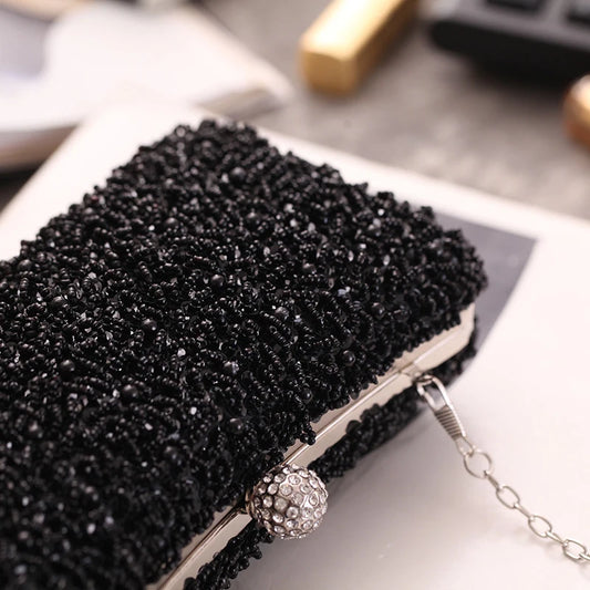 Exquisite Embroidery Diamond Beads Evening Party Clutch Handbag Women Bling Glitter Sequins Rhinestone Shoulder Purse