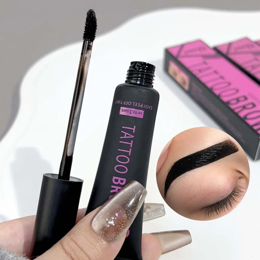 Peel Off Dye Eyebrow Gel Set Semi-Permanent Lasting Eyebrow Tattoo Tint Waterproof Tearing Off Brow Cream with Brow Cards Brush