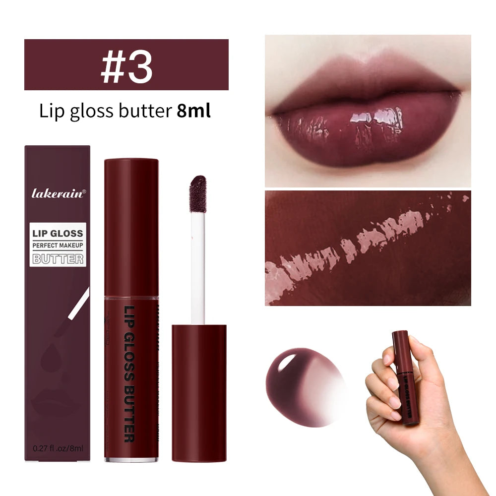 Butter Non-stick Cup Gloss Lip Gloss Moisturizing Mirror Lip Gloss Lasting Color Lip glaze Dye Lip Liquid Makeup For Women 8ml