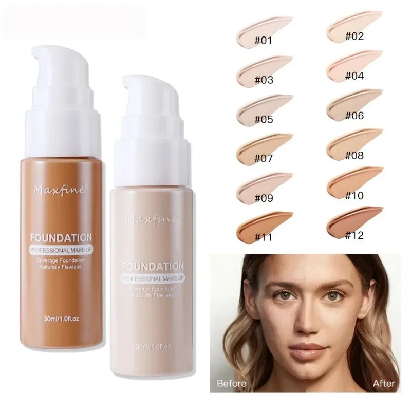 Face Liquid Foundation Cream Effective Concealer Waterproof Sweat-resistant Makeup Full Coverage Base Professional Cosmetic