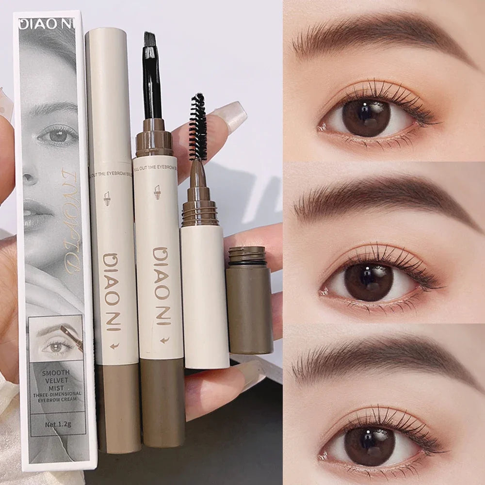 3D Eyebrow Gel Dyeing Cream with Brush Long-lasting Air-cushion Dye Brows Tint Long-lasting 3IN1 Natural Makeup Eyebrow Enhancer