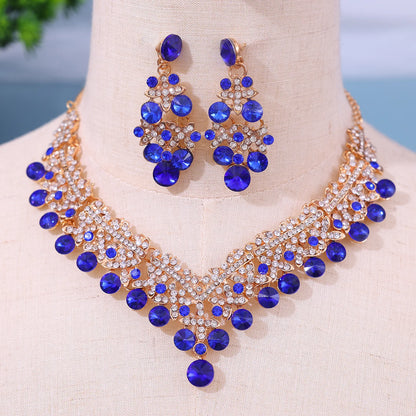 New Arrival  Women Fashion Jewelry Set Wedding Bridal Crystal Necklace Earrings Set