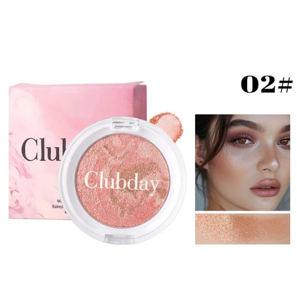 Marble Blush Palette Pearlescent Baked Brightening Blush Powder Cheek Tint Blusher Contour Highlighter Face Shadow Shimmer Rouge